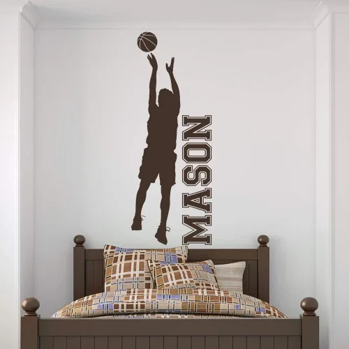 Miniatura 5 de Calcomanía de vinilo con nombre personalizado de baloncesto para niños