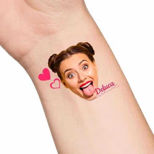 Miniatura 12 de Tatuajes temporales personalizados con texto de nombre, tatuaje temporal personalizado con logotipo fotográfico para adultos, parejas, mujeres