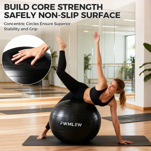 Miniatura 3 de Pelota de ejercicio extragruesa para yoga, 5 tamaños, antiestallido, resistente, pelota de estabilidad para gimnasio, para fitness, entrenamiento