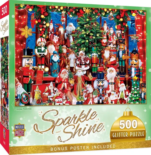 Miniatura 5 de MasterPieces Rompecabezas de 500 piezas con purpurina - Santa's Depot - 15 x 21 pulgadas