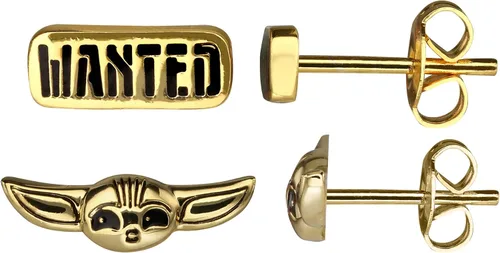 Disney Star Wars - Juego de aretes de tuerca chapados en plata y flash, licencia oficial