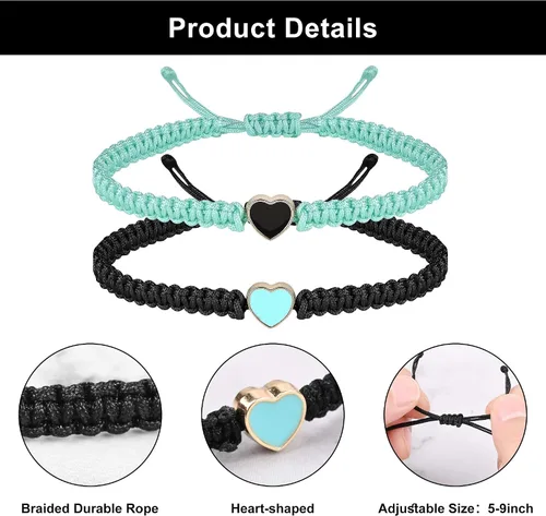 Miniatura 3 de Pulseras a juego para parejas de novio y novia, pulsera elástica ajustable de amistad para él y ella