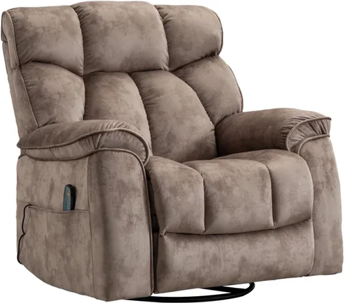 Miniatura 8 de INZOY Sillón Reclinable Balancín de Gran Tamaño con Calor y Vibración, Silla Reclinable Mecedora Giratoria Manual con Masaje Vibratorio, Sillón