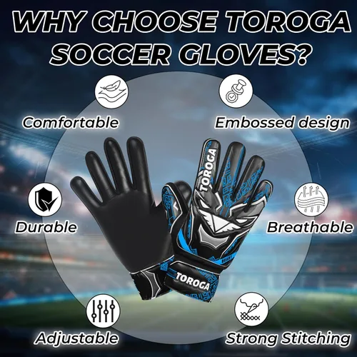 Miniatura 2 de Guantes de portero para niños y jóvenes, guantes de portero de fútbol, agarre de látex fuerte, soporte de muñeca doble y malla transpirable, guantes