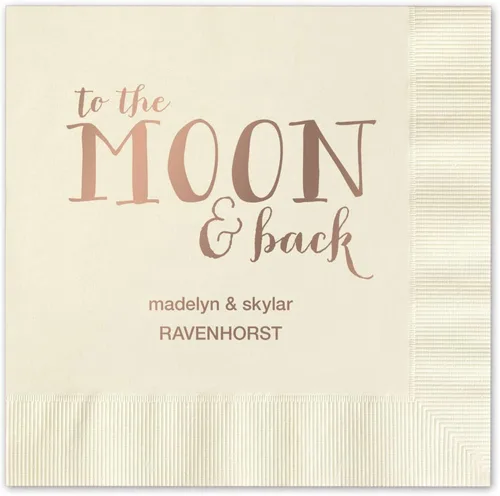 Miniatura 7 de Moon And Back - Servilletas de cena personalizadas, 100 servilletas negras de papel de 3 capas con elección de papel de aluminio/servilletas