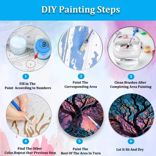 Miniatura 5 de Artunion Árbol de la vida - Pintura por números para adultos principiantes, kits de pintura de paisaje por números, pintura al óleo por números