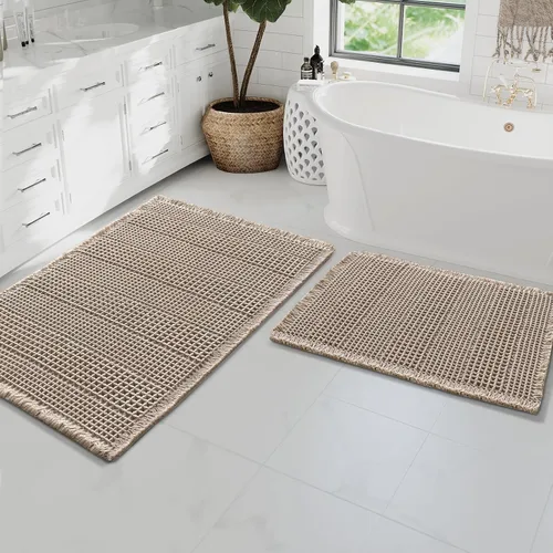 Miniatura 24 de H.VERSAILTEX Alfombra de baño de goma eva súper absorbente, alfombras de baño antideslizantes para piso de baño, alfombras de baño lavables a Crema