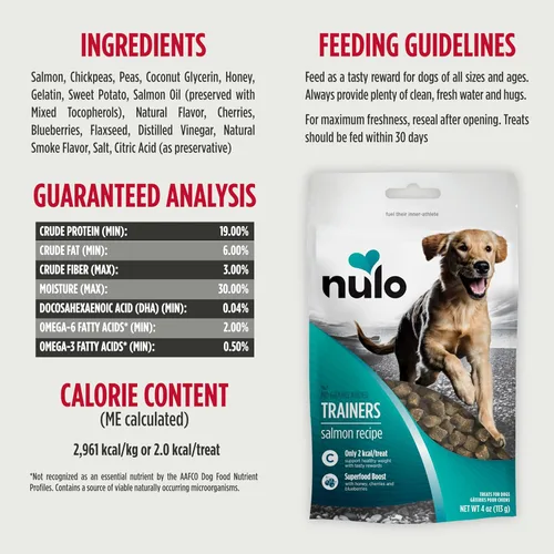 Miniatura 5 de Nulo Trainers - Golosinas de entrenamiento saludables para perros y cachorros, sin granos, sin granos, bajas en calorías, bolsa de 4 onzas, paquete