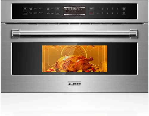 Miniatura 9 de AAOBOSI Horno de microondas de convección integrado de 24 pulgadas, hornos microondas de pared de 1,6 pies cúbicos con combos de freidora de aire