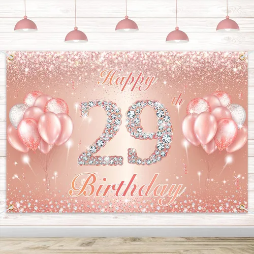 Miniatura 16 de Fondo de pancarta de feliz cumpleaños 10 – Suministros de decoración de fiesta de cumpleaños 10 para niñas o niños – Oro rosa 4 x 6 pies