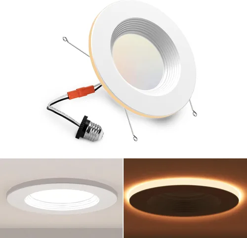 1 paquete de luces LED de 5/6 pulgadas con luz nocturna, iluminación LED empotrable retrofit de 5CCT, seleccionable de 2700K-6000K, regulable, 12W =