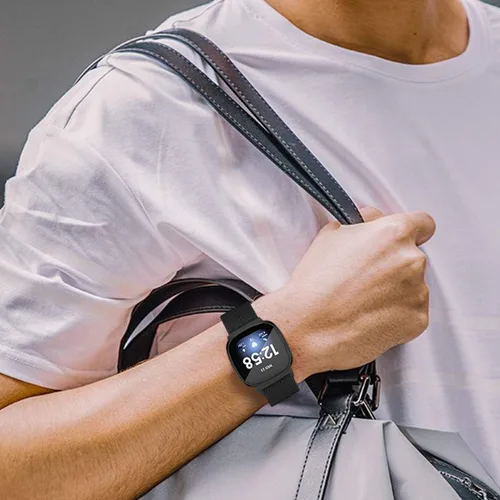 Miniatura 6 de Maxjoy Compatible con correas Fitbit Sense/Versa 3, correa de metal de acero inoxidable Versa3 con funda protectora compatible con reloj Fitbit
