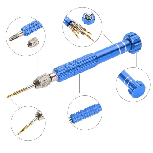 Miniatura 2 de Juego de destornilladores de precisión, mango de destornillador con kit de herramientas de apertura de reparación de 5 puntas para laptop, teléfono