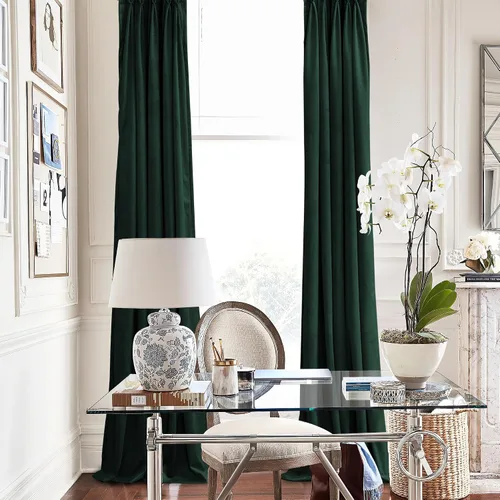 Miniatura 2 de KGORGE Cortinas de terciopelo verde cazador con pliegues pinzados de 84 pulgadas, con aislamiento térmico para oscurecer habitaciones, con anillas