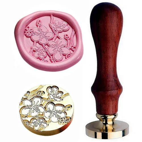Miniatura 5 de JUPPE Juego de 6 sellos de cera de flores, sellos de cera de sellado de flores de cerezo, rosa, campana, orquídea, ramas, tulipán, varias flores