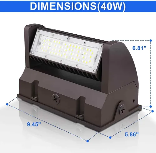 Miniatura 5 de Paquete de luz LED giratoria de 40 W con cabezal ajustable, 5000 K 5400 LM, IP65 impermeable, accesorios de iluminación de seguridad comercial