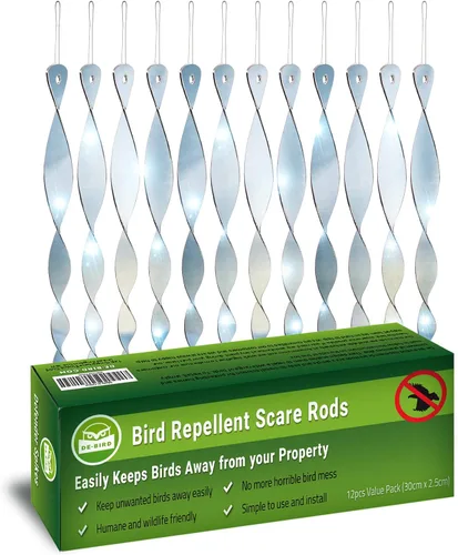 De-Bird Varillas acrílicas para asustar pájaros, disuasorio reflectante y repelente de aves al aire libre, disuasorio humano de árboles frutales,