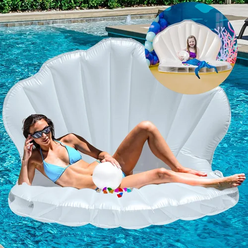 Miniatura 10 de JAMBO Flotador inflable para bronceado en piscina, 70 x 47 pulgadas, flotador de bronceado en piscina con almohada, balsa de agua para relajarse