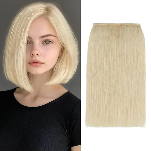 Miniatura 28 de S-noilite Extensiones de cabello corto con broches, 100% cabello humano real, 2 clips, extensiones con clip para mujeres con cabello delgado, añade