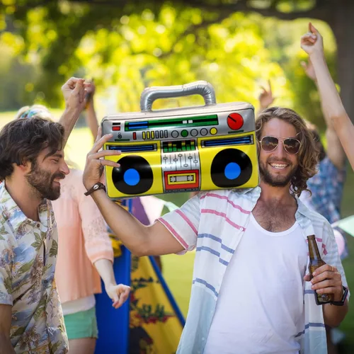 Miniatura 6 de 5 piezas de radio inflable Boombox teléfono móvil inflable de los años 80 y 90 decoraciones de fiesta accesorios de fotos para decoraciones