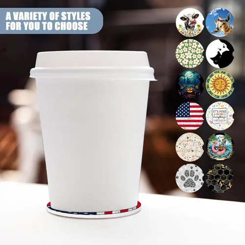 Miniatura 7 de Posavasos para automóvil, posavasos de cerámica absorbente con bandera estadounidense, posavasos para portavasos de automóvil, accesorios