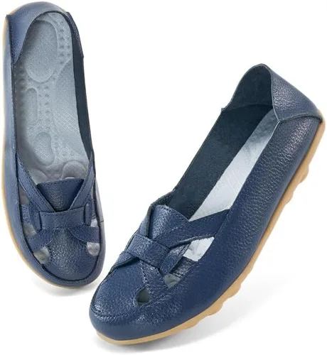 FUDYNMALC Mocasines para mujer zapatos ortopédicos casuales para mujer, cómodos zapatos planos para caminar con punta cerrada