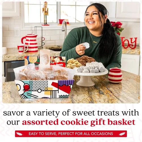 Miniatura 6 de David’s Cookies Cesta de Regalo de Galletas - Galletas Assortidas de Sabor Delicioso en una Encantadora Cesta de Regalo - Galletas Gourmet Finas