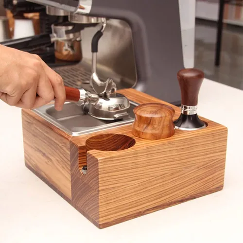 Miniatura 6 de Estación de tampón de café expreso, soporte para filtro de café, caja de golpeo de expreso, base de madera, cubo de café, gran alternativa