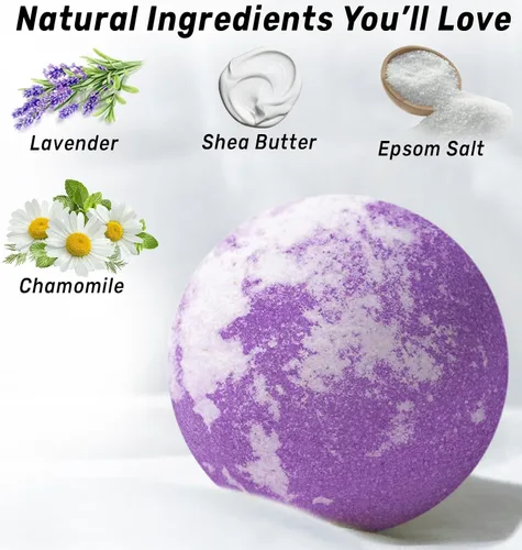 Miniatura 3 de Bombas de baño de burbujas para dormir profundo con aceites esenciales de manzanilla de lavanda, baño hidratante para piel seca y relajación, regalo