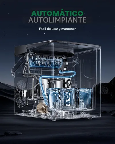Miniatura 5 de Silonn - Máquina para hacer hielo Boost con innovadora canasta de hielo de 2.5L y tanque de agua de 1.8L, 9 cubos de hielo bala en 6 minutos