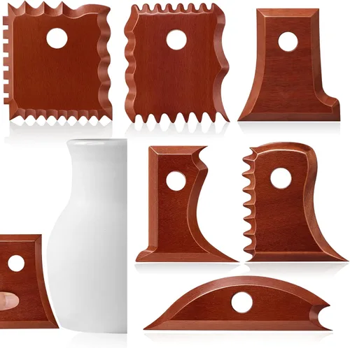 Miniatura 10 de Amylove 7 herramientas de cerámica, herramientas de recorte de pies, paquete de costillas de perfil, moldeador de pies para cerámica para tallar