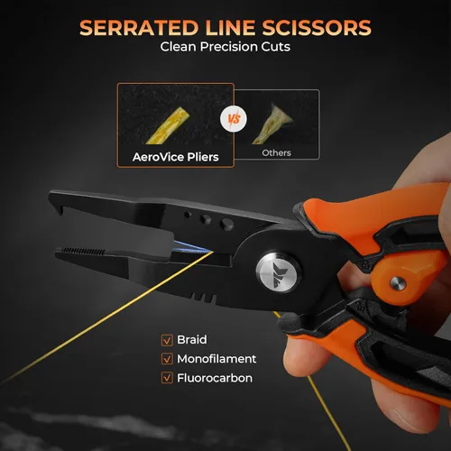 Miniatura 3 de KastKing AeroVice Alicates de pesca de 7.5 pulgadas, acero inoxidable 420, construcción de un solo cuerpo, ligeros y resistentes a la corrosión