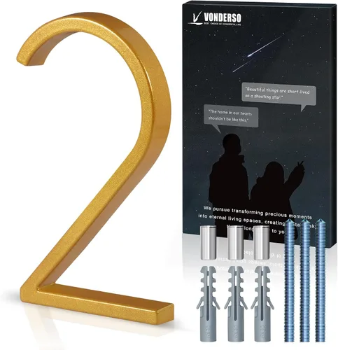 Miniatura 55 de VONDERSO Números flotantes de casa de 5 pulgadas para exteriores, números de dirección modernos de metal antioxidante (3), números de buzón Negro 3