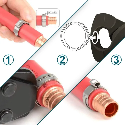Miniatura 6 de LOKMAN Paquete de 50 Abrazaderas de Cincho PEX de 3/4 Pulgada, Anillos de Crimpado de Cincho de Acero Inoxidable Abrazaderas de Pellizco
