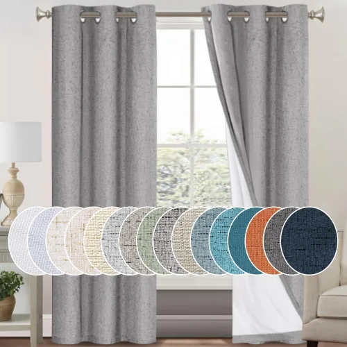 Miniatura 109 de Primitive - Cortinas opacas 100 % de lino texturizado natural para dormitorio, sala de estar, cortinas para ahorra energía, tela de arpillera