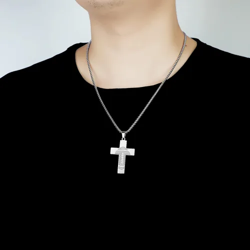 Miniatura 4 de HattiDoris Collar de cruz de fútbol para niños, colgante de cruz de versículo bíblico inspirador de cadena de acero inoxidable de 22 + 2 pulgadas