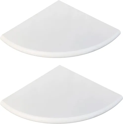 2 estantes esquineros de mármol blanco para baño, 9 x 9 x 0.8 pulgadas, estantes esquineros de mármol para baño, montaje en pared, ambos lados