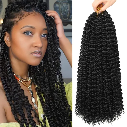 Miniatura 40 de Cabello Passion Twist de 30 pulgadas, cabello rubio de ondas de agua con ganchillo para mujeres, cabello rubio Passion Twist de ganchillo largo 27#