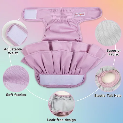 Miniatura 4 de Pañales para perras (3 unidades), pañales lavables y reutilizables para perritos, bragas para perrito, cachorros, entrenamiento para ir al baño