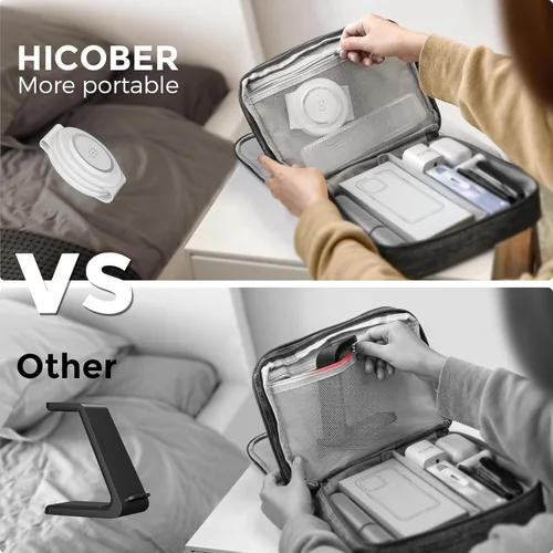 Miniatura 4 de Hicober - Estación de carga inalámbrica 3 en 1 para iPhone 15, estación de carga de viaje magnética plegable 18W para iPhone Air 17 16 15 14 13 12