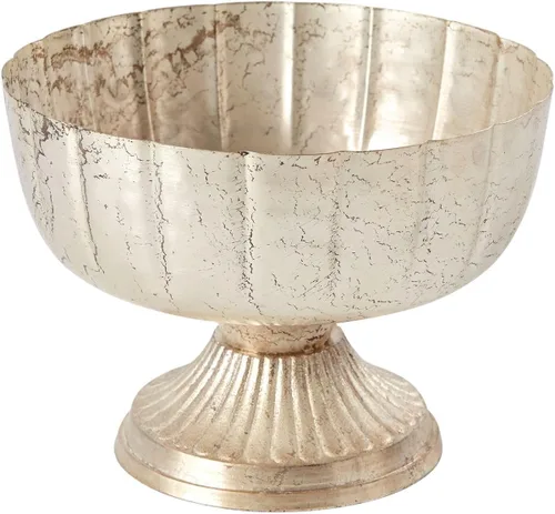 Cuenco de metal champán envejecido para compota | Jarrón de metal Lita | Decoración interior y exterior para cualquier evento (7.75 x 5.75 pulgadas)
