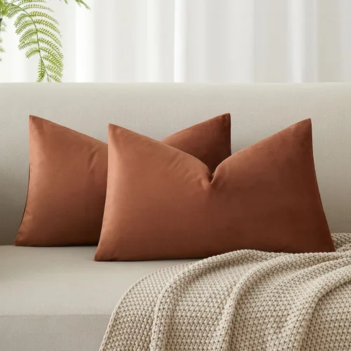 Miniatura 14 de Juspurbet - Juego de 2 fundas decorativas de terciopelo para cojines, fundas suaves para sofá, cama o sillón con cremallera oculta, para sala