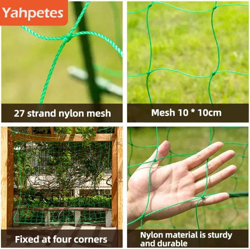 Miniatura 3 de Yahpetes Red de jardín 1 unidad de red de escalada de jardín de 6 x 12 pies, soporte de vid para plantas, red de soporte de red resistente