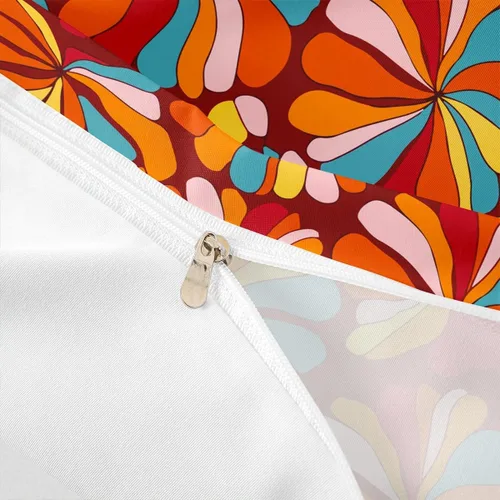 Miniatura 6 de Juego de ropa de cama vintage bohemio con diseño floral de plantas de los años 60S y 70S, Groovy Rainbow para niños y adolescentes, funda de edredón