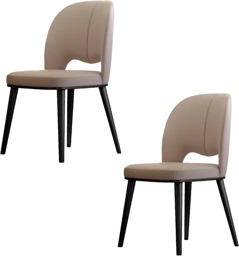 Sillas de comedor, sillas de comedor, juego de 2/4, sillas de cocina con patas de metal, sillas de comedor tapizadas con cojín de cuero, para Negro