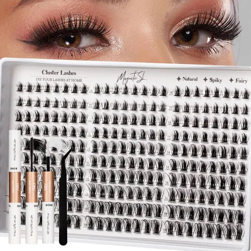 Miniatura 15 de Extensiones de pestañas en racimo 72, pestañas postizas, extensiones de pestañas reutilizables, para colocar uno mismo, aspecto natural, mezcla