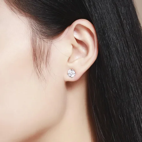 Miniatura 6 de Aretes de plata de ley chapados en platino hechos con cristales austriacos