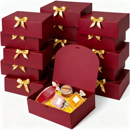Miniatura 8 de Paquete de 12 cajas de regalo negras con tapas, caja de propuesta de padrinos de boda de 12 x 9.8 x 3.1 pulgadas, caja de regalo negra de lujo