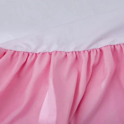 Miniatura 5 de JSD Falda de cama rosa para cuna de 14 pulgadas, caída profunda, con volantes de doble capa, de microfibra, para guardería, para bebés y niñas Rosa