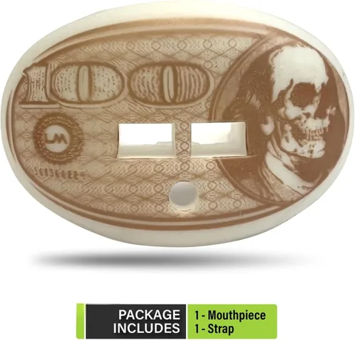 Miniatura 5 de Loudmouth Money - Protector bucal de fútbol con correa desmontable (blanco/dorado)